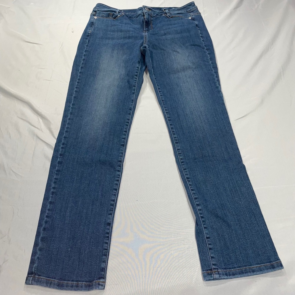 J. Jill Denim Weekender Straight Leg Jeans Medium Wash Blue Size 10 Stretch